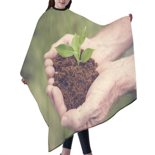 Personality  Hands Holding Green Plant In Soil Hair Cutting Cape