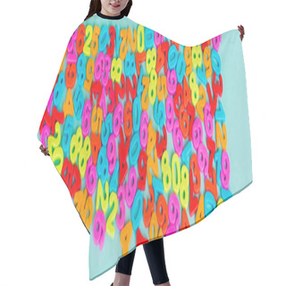 Personality  Top View Of Colorful Numbers On Blue Background, Panoramic Shot Hair Cutting Cape