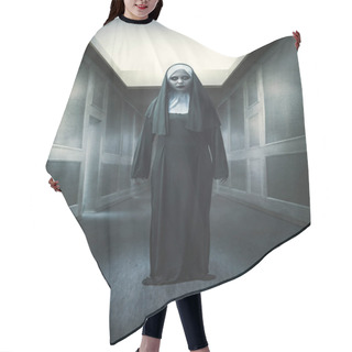 Personality  Scary Devil Nun Standing On Abandoned Place. Halloween Concept Hair Cutting Cape