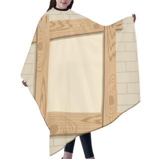 Personality  Wooden Frame Against A Backdrop Of Brick Hair Cutting Cape