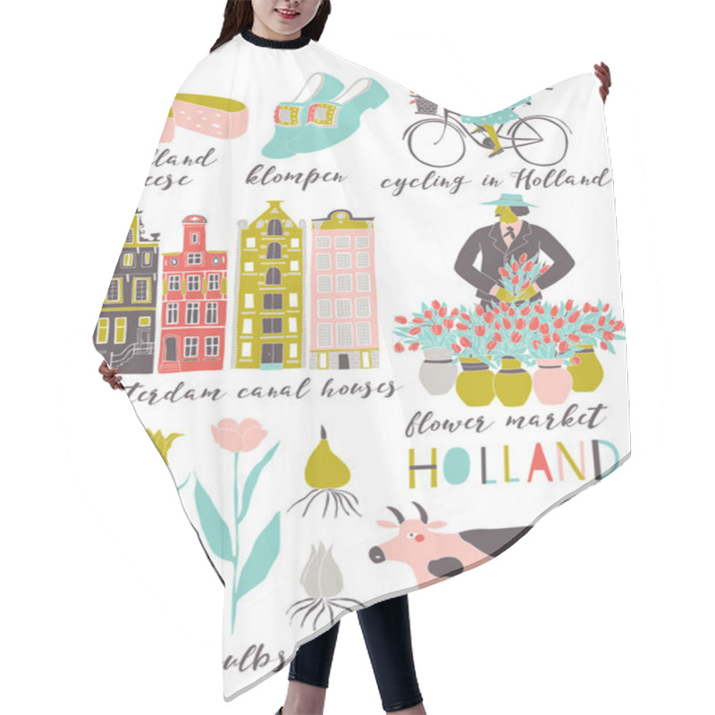 Personality  symbols set of Holland hair cutting cape