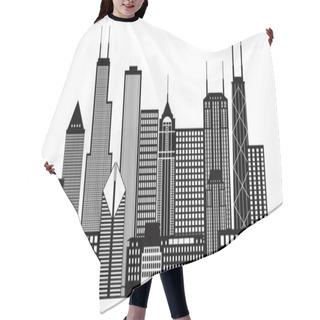 Personality  Chicago City Skyline Black And White Illustration Hair Cutting Cape