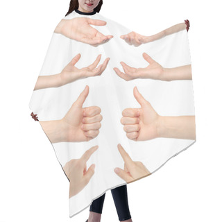 Personality  Collage Of Woman Hands Hair Cutting Cape