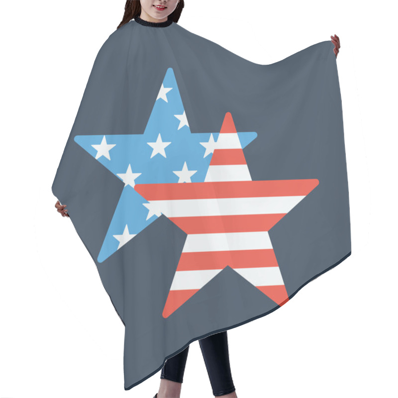 Personality  Two stars depicting USA flag hair cutting cape
