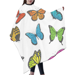 Personality  Big Collection Of Colorful Butterflies. Vector Illustration Hair Cutting Cape