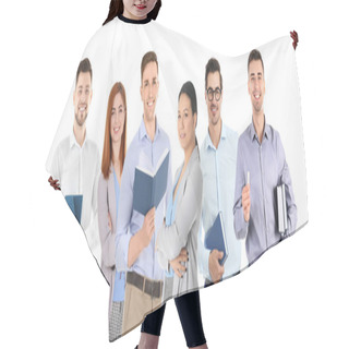 Personality  Group Of Teachers On White Background. Banner Design Hair Cutting Cape