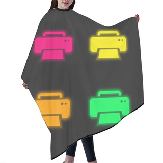 Personality  Black Print Interface Symbol Four Color Glowing Neon Vector Icon Hair Cutting Cape