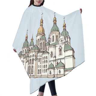 Personality  Saint Sophia Cathedral In Kiev, Ukraine. Vector Monochrome Freehand Drawn Sketching In Style Of Pen On Paper Isolated On White Background With Space For Text Hair Cutting Cape