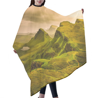 Personality  Scenic View Of Quiraing Mountains Sunset With Dramatic Sky, Scot Hair Cutting Cape