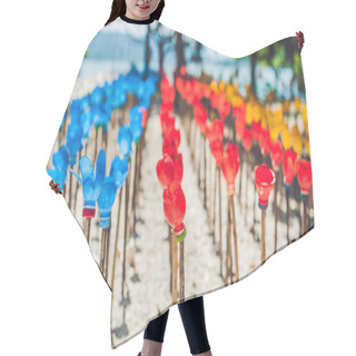 Personality  Recycled Colorful Plastic Flowers Hair Cutting Cape