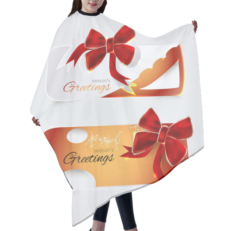 Personality  Greeting Banners With Red Bows. Hair Cutting Cape