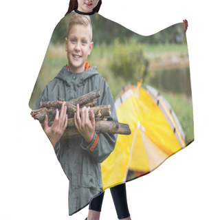 Personality  Boy Holding Sticks For Bonfire Hair Cutting Cape