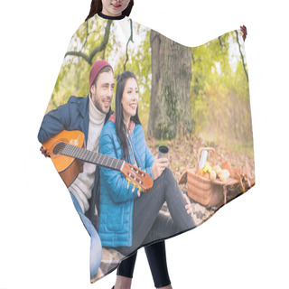 Personality  Romantic Couple In Autumn Forest Hair Cutting Cape