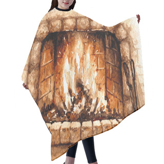 Personality  Old Stone Burning Fireplace Hair Cutting Cape