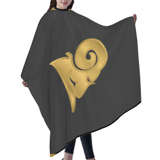 Personality  Aries Gold Plated Metalic Icon Or Logo Vector Hair Cutting Cape