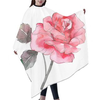 Personality  Pink Rose Floral Botanical Flower. Wild Spring Leaf Wildflower Isolated. Watercolor Background Illustration Set. Watercolour Drawing Fashion Aquarelle Isolated. Isolated Rosa Illustration Element. Hair Cutting Cape