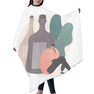 Personality  Drinking Alcohol Abstract Concept Vector Illustration. Hair Cutting Cape
