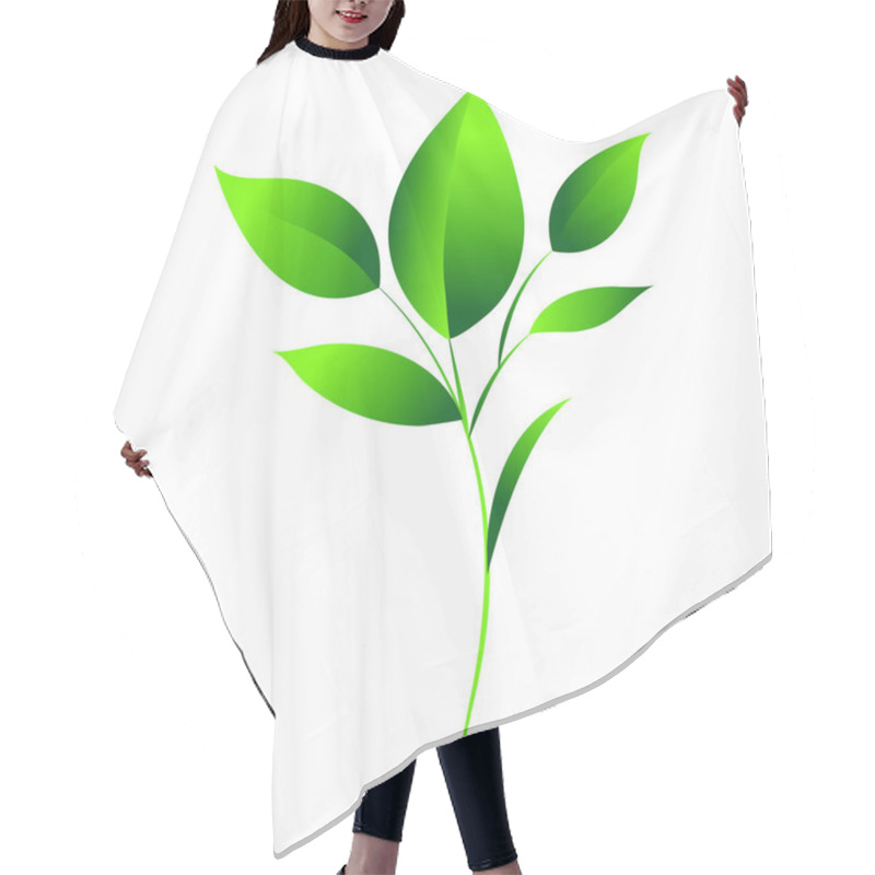 Personality  Vector Elegant Green Leaves Design On White Background Hair Cutting Cape