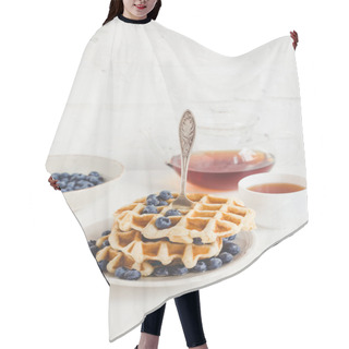 Personality  Waffles With Blueberries And Tea Hair Cutting Cape