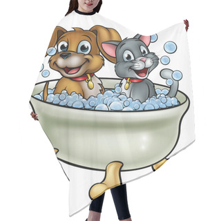 Personality  Cartoon Cat And Dog Washing In Bath Hair Cutting Cape