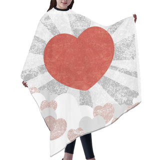 Personality  Grunge Vector Background With Heart. Hair Cutting Cape