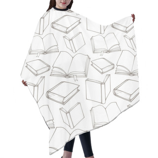 Personality  Seamless Pattern With Outline Decorative Books Hair Cutting Cape