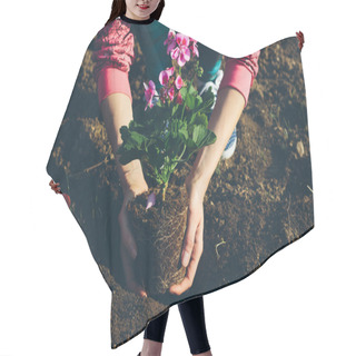 Personality  Gardening, Planting Geraniums. Retro Colors Hair Cutting Cape