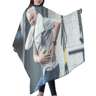 Personality  Senior Sportsman With Back Pain  Hair Cutting Cape