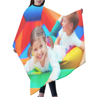 Personality  Happy Kids Having Fun On Playground In Kindergarten Hair Cutting Cape