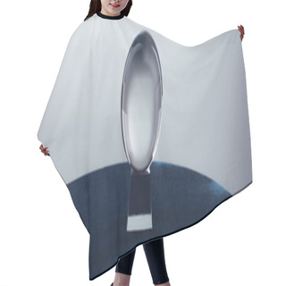 Personality  Crystal Ball On Round Table On Grey Background, Panoramic Shot Hair Cutting Cape