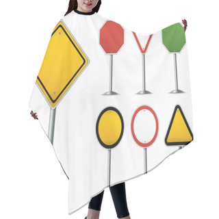 Personality  Blank Traffic Sign Set. Easy To Edit Vector Image. Hair Cutting Cape