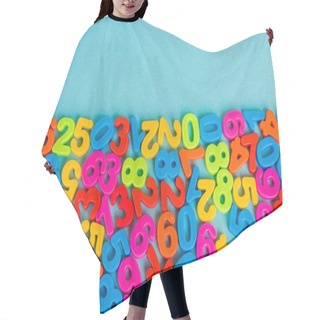 Personality  Top View Of Colorful Numbers On Blue Background Hair Cutting Cape