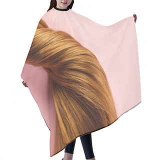 Personality  Top View Of Twisted Brown Hair On Pink Background Hair Cutting Cape