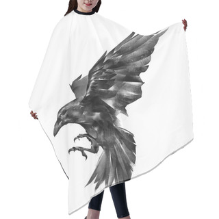 Personality  Painted Raven On A White Background Hair Cutting Cape