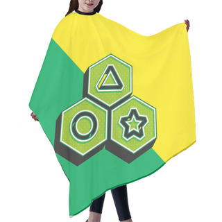 Personality  Blocks Green And Yellow Modern 3d Vector Icon Logo Hair Cutting Cape