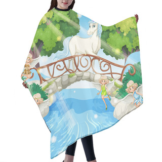 Personality  Unicorn And Fairies In Fantasy Forest Illustration Hair Cutting Cape