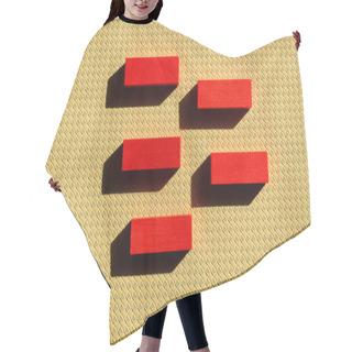 Personality  Top View Of Bright Red Blocks On Beige Textured Background Hair Cutting Cape