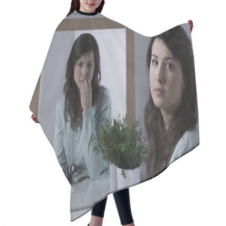 Personality  Woman With Emotional Problem Hair Cutting Cape