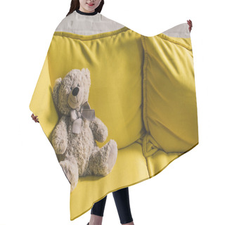 Personality  Teddy Bear On Yellow Couch In Cozy Room Hair Cutting Cape