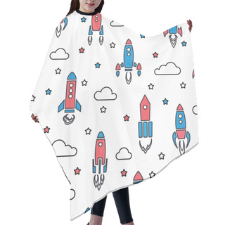 Personality  Rocket Seamless Pattern In Cartoon Style Hair Cutting Cape