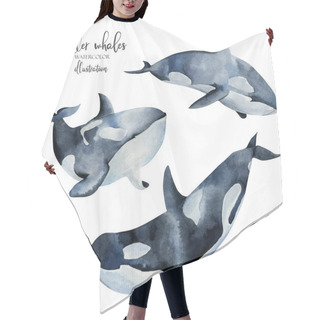 Personality  Watercolor Killer Whales Illustration, Hand Painted Collection, Isolated On A White Background Hair Cutting Cape