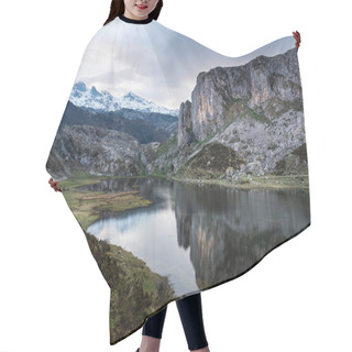 Personality  View Of Lakes Of Covadonga Sunset. Ercina Lake Hair Cutting Cape
