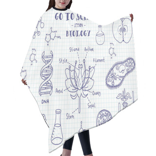 Personality  Hand Drawn Signs Of Biology Hair Cutting Cape