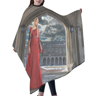 Personality  Renaissance Woman Holding Rose Hair Cutting Cape