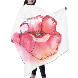 Personality  Red Watercolor Poppy Flower Hair Cutting Cape