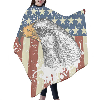 Personality  Eagle On Usa Flag Background. Vintage Style. Vector Illustration Hair Cutting Cape