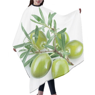 Personality  Green Olives With A Branch On A White Background Hair Cutting Cape