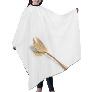 Personality  Golden Spoon And Bright Glitter On White Surface Hair Cutting Cape