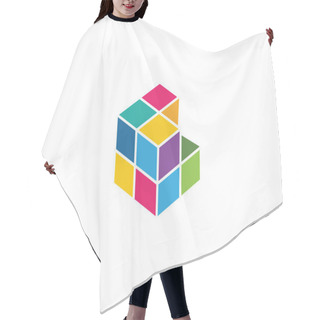 Personality  Cube Logo Template Vector Icon Illustration Design Hair Cutting Cape