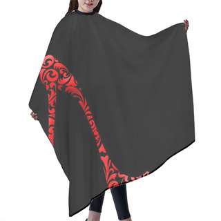 Personality  Chic Damask High Heeled Shoe Red On Black Hair Cutting Cape